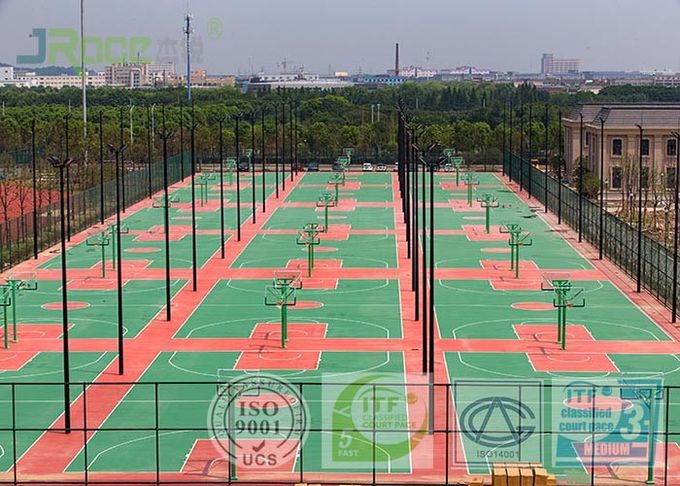 Dark Red Color SPU Sport Court Surface For Tennis Field With 670 Square Meters