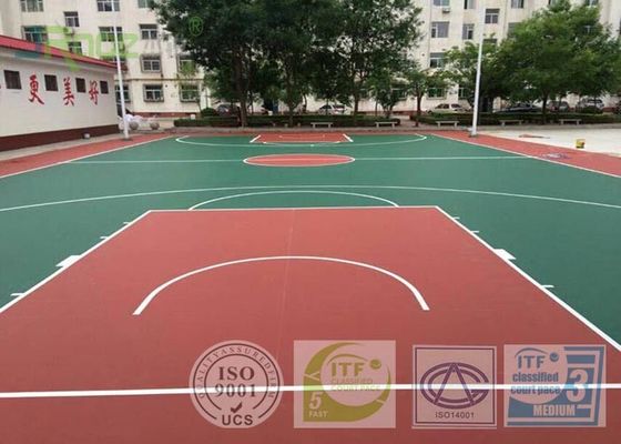 Silicon PU Synthetic Sports Surfaces , Playground Rubber Flooring Outside Construction