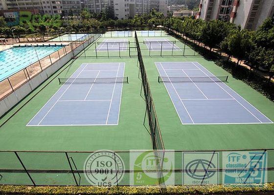 Acrylic Synthetic Sports Surfaces , Outdoor Sports Flooring 2-7 Mm Thickness