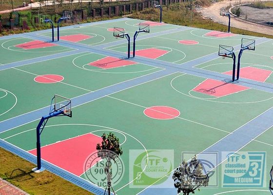 Long Lasting Sport Court Surface , Playground Rubber Flooring Aging Resistance