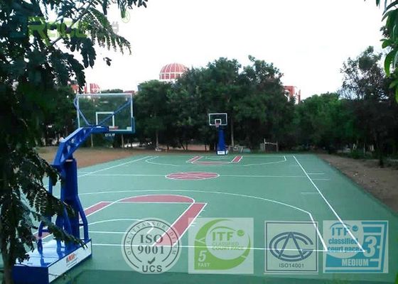 Recycled Multi Sport Court Flooring , Outdoor Basketball Court Tiles Acrylic Paint