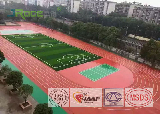 Red Surface Outdoor Sports Field Flooring Buffer Coat Layer , Seamless Design