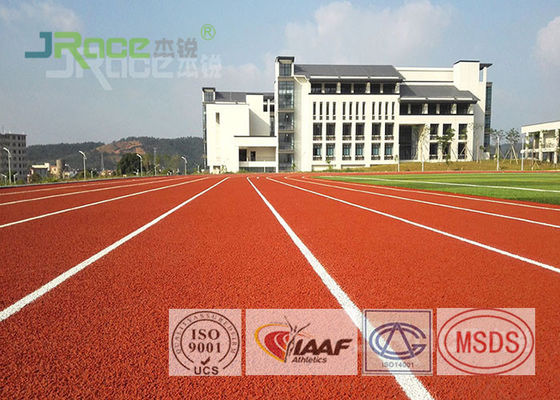 13mm Jogging Synthetic Athletic Track Flooring Spray Coat System , Red / Green Color