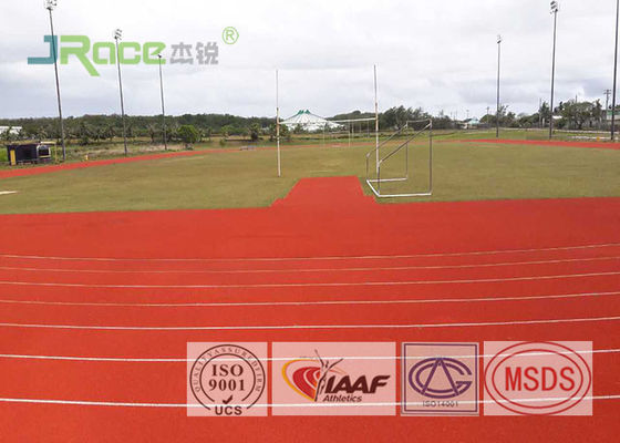 13mm Jogging Synthetic Athletic Track Flooring Spray Coat System , Red / Green Color
