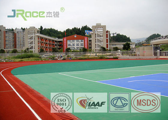 13mm Jogging Synthetic Athletic Track Flooring Spray Coat System , Red / Green Color