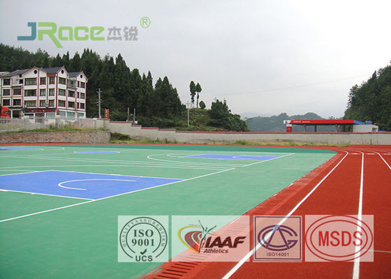 Customized 15 Mm Jogging Track Flooring PU Athletic Track 2.2 Mm Vertical Deformation