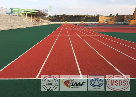 PU Rubber Athletic Track Field Surface Antimicrobial Healthy , Green / Red Color