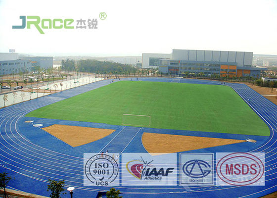 Professional Rubber Flooring Track Surface , Blue Running Track Material Resilient Character