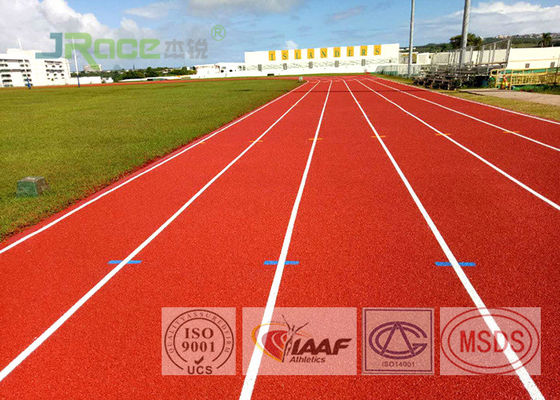 Red Synthetic Athletic Track Flooring , Jogging Track Material Used For Running Tracks