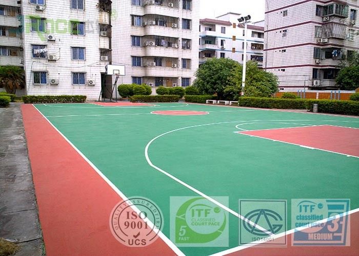Recycled Multi Sport Court Flooring , Outdoor Basketball Court Tiles Acrylic Paint