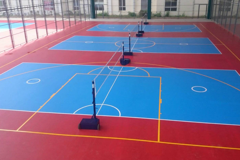 Eco-friendly Synthetic Material Basketball Sport Court Flooring In Red Color